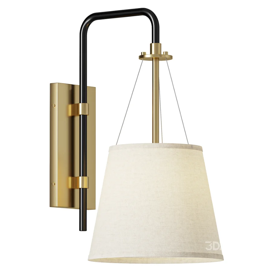 Possini Euro Crysta Brass Linen Wall Sconce Image 1