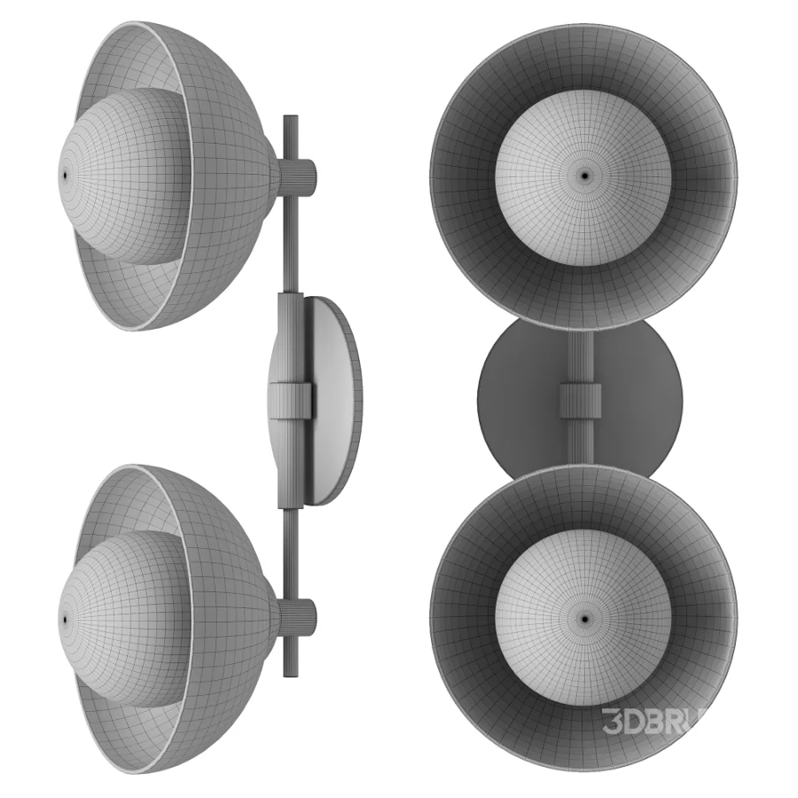 Dixon Double Brass Hemisphere Wall Sconce Image 4