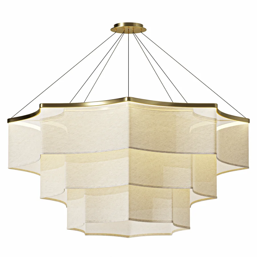 Golden Fabric Textured Chandelier Image 1