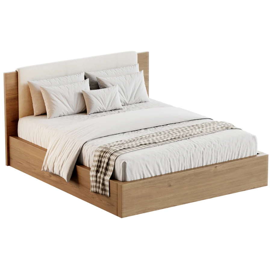 Berkely Wood Upholstered Bed Image 1