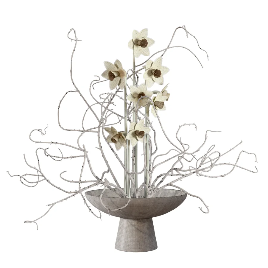 Daffodils Dry Twisted Branch Bouquet Image 5