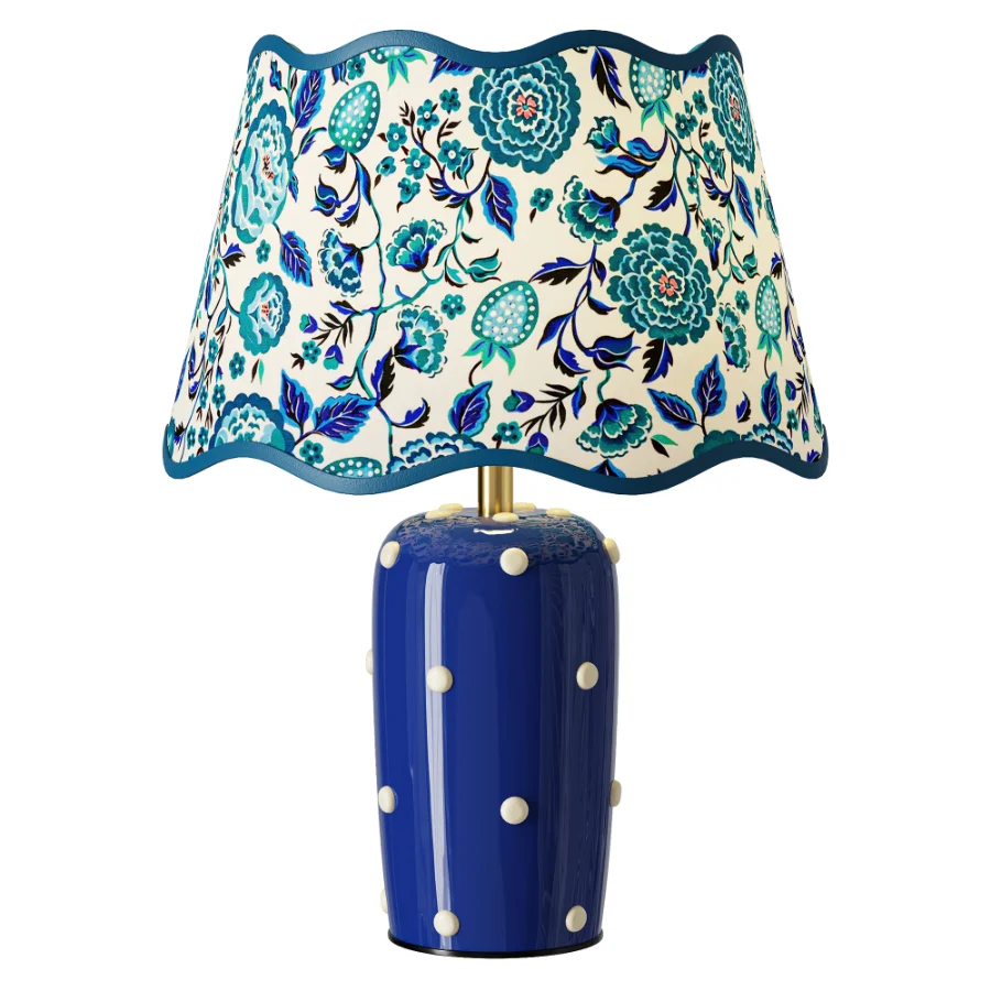 Cath Kidston Blue Strawberry Garden Scallop Spot Table Lamp Image 1