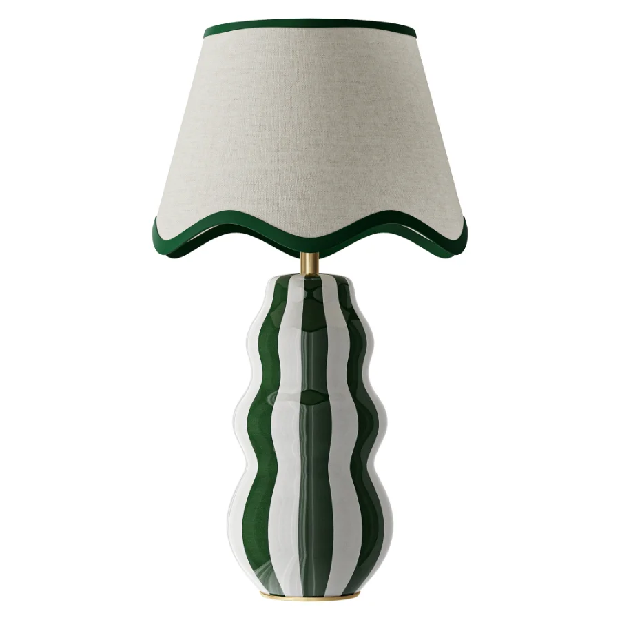 ValueLights Everie Green Stripe Lamp Image 2