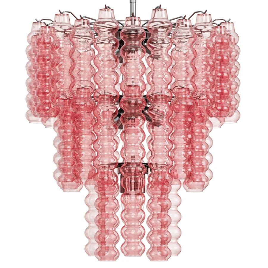 Murano Chandelier Curva Rosa 48 Tubes Image 2