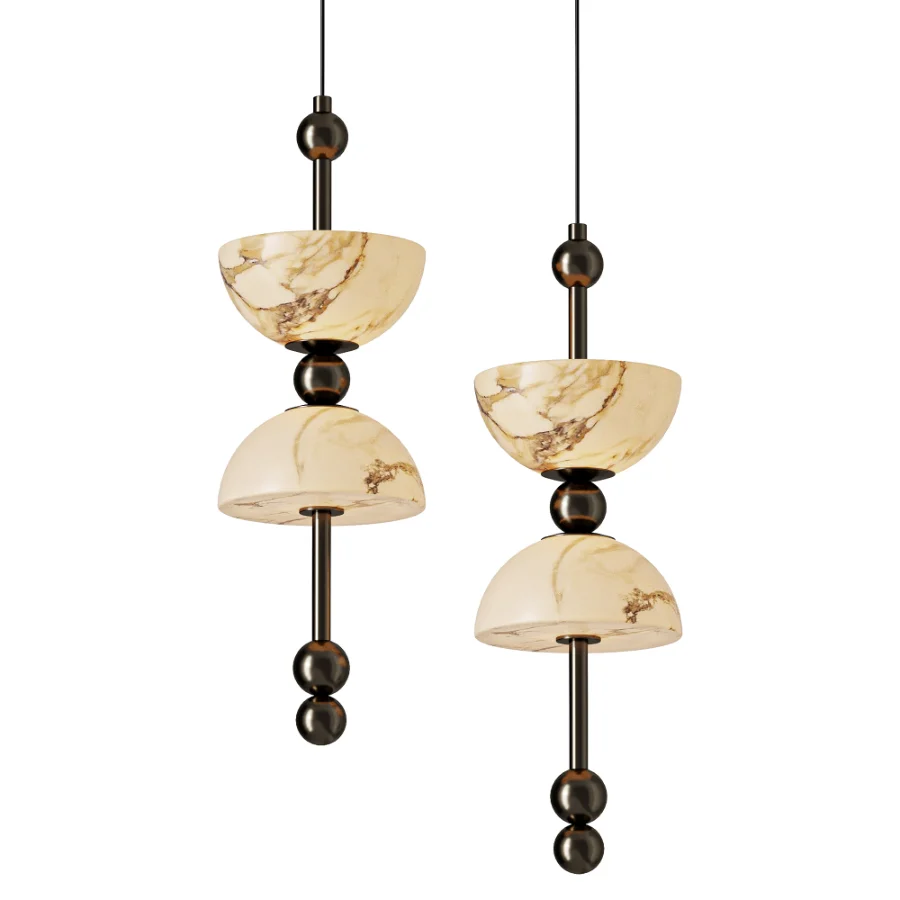 Hozo Design Duo Alabaster Brass Pendant Image 1