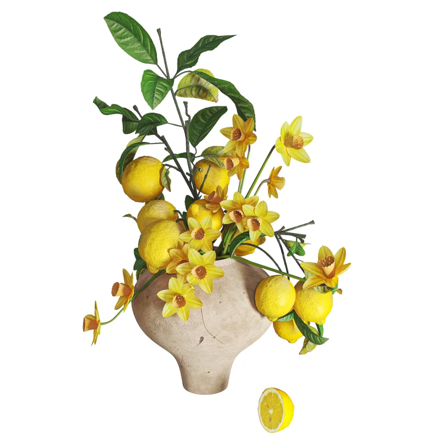 Spring Daffodils Lemon Branches Bouquet Image 3