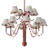 Red Curved Arm Fabric Shade Chandelier - Thumbnail 3