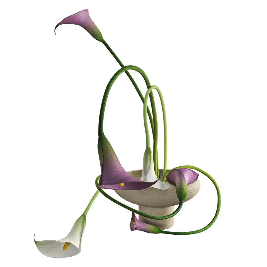 Modern Ikebana Calla Lily Arrangement Bouquet Image 2