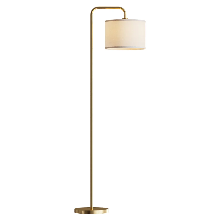 Ellingsworth Gold Fabric Arc Floor Lamp Image 2