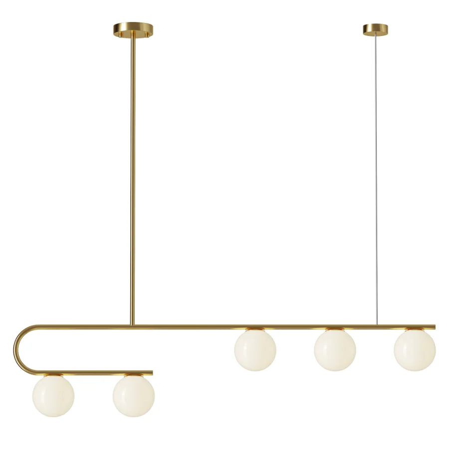 Postmodern Gold Linear Island Pendant Light 5 heads Image 2