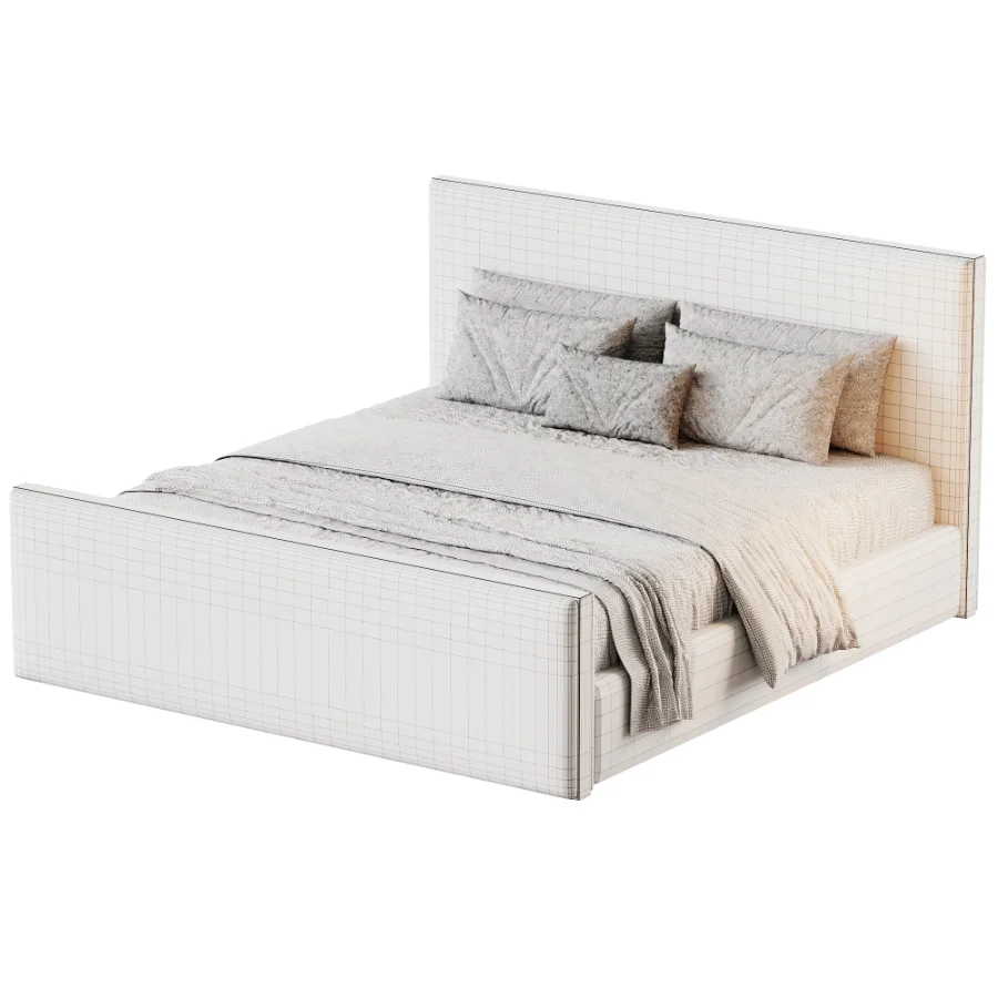 Schaefer Wood Trim High Footboard Bed Image 4