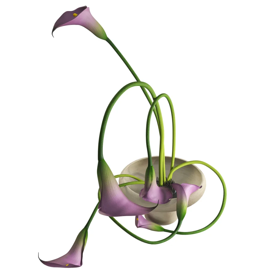 Modern Ikebana Calla Lily Arrangement Bouquet Image 3