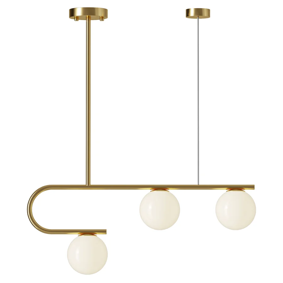 Postmodern Gold Linear Island Pendant Light 3 heads Image 1