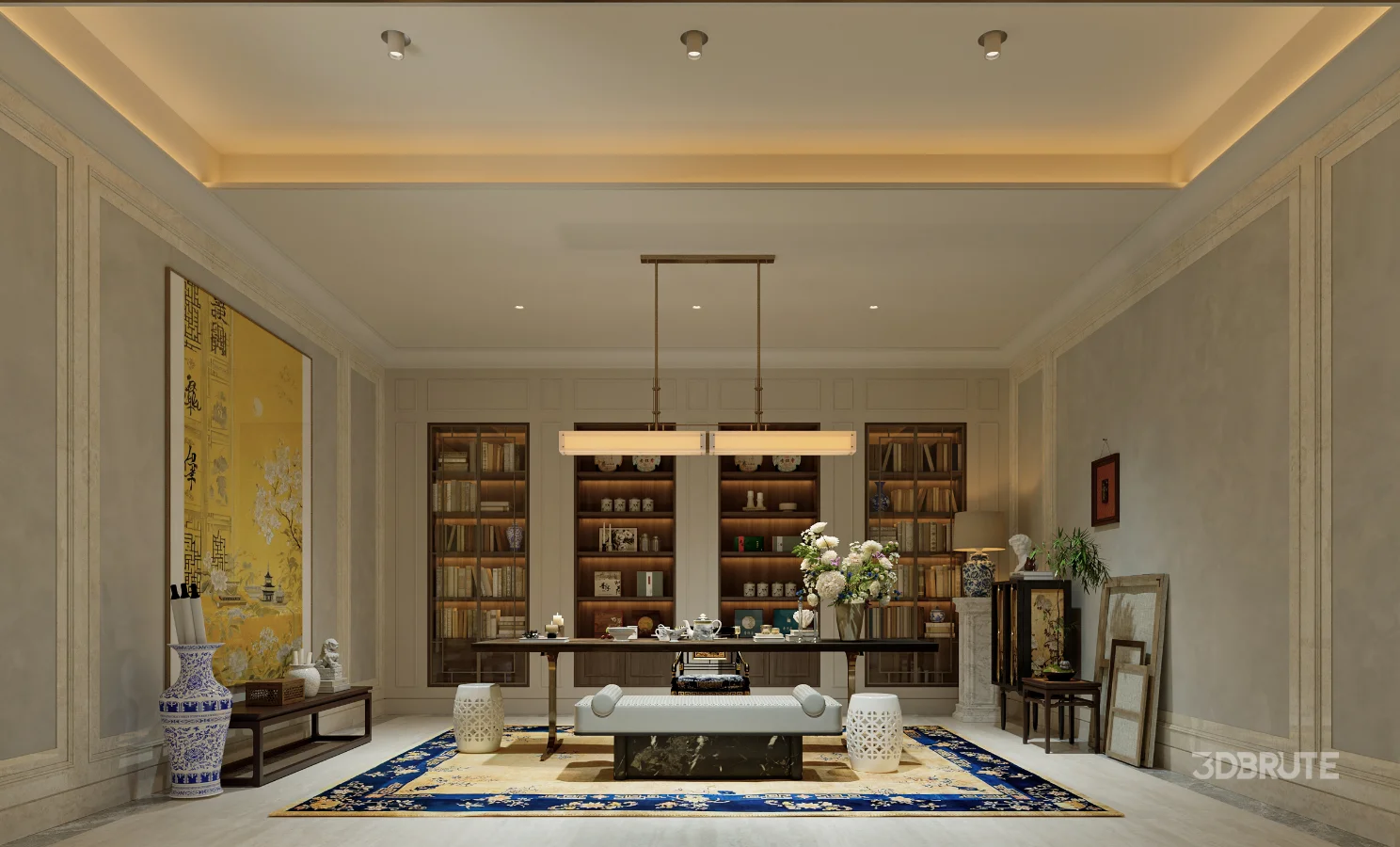 Luxury villa living room and work room Image 2