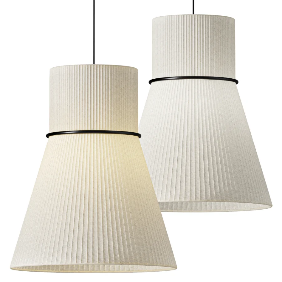 Lustria Suspension Fabric Pleated Cone Chandelier White B Image 1