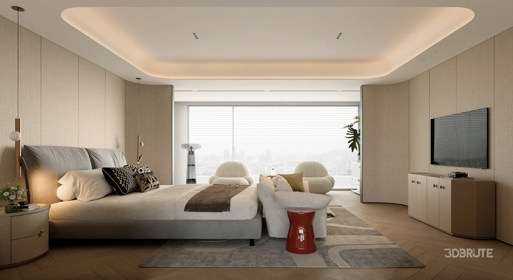 Modern master bedroom dressing room and work room Image 4