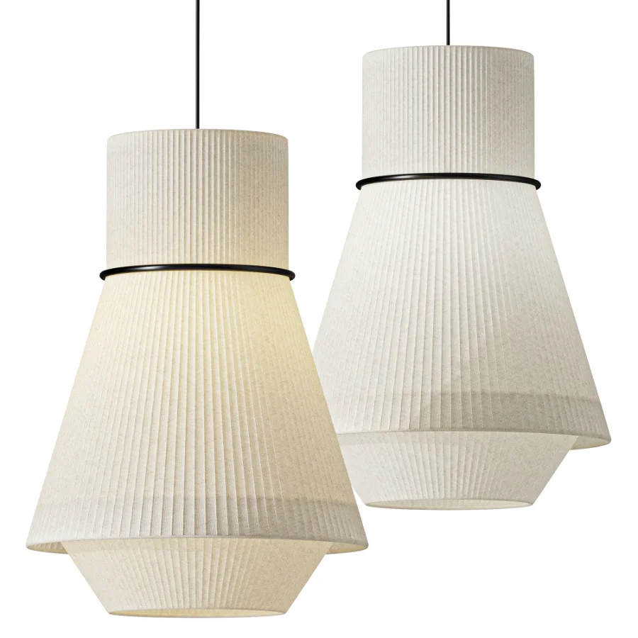 Lustria Suspension Fabric Pleated Cone Chandelier White A Image 1