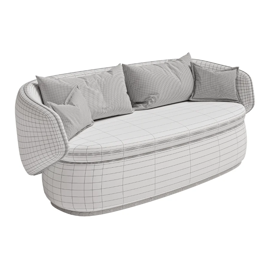 Modern Organic Curved Sofa with Velvet Pillows Image 2