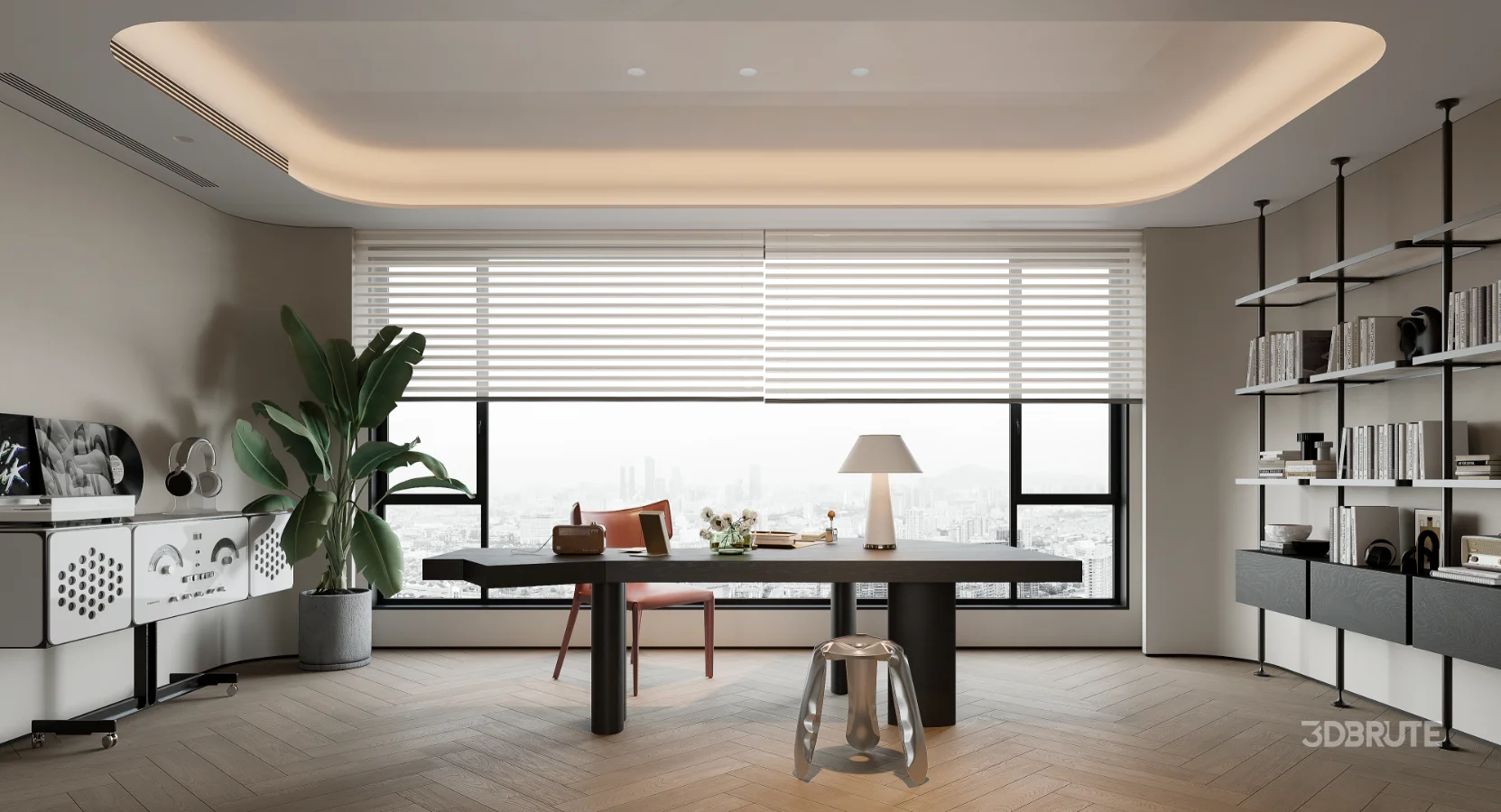 Modern master bedroom dressing room and work room Image 2