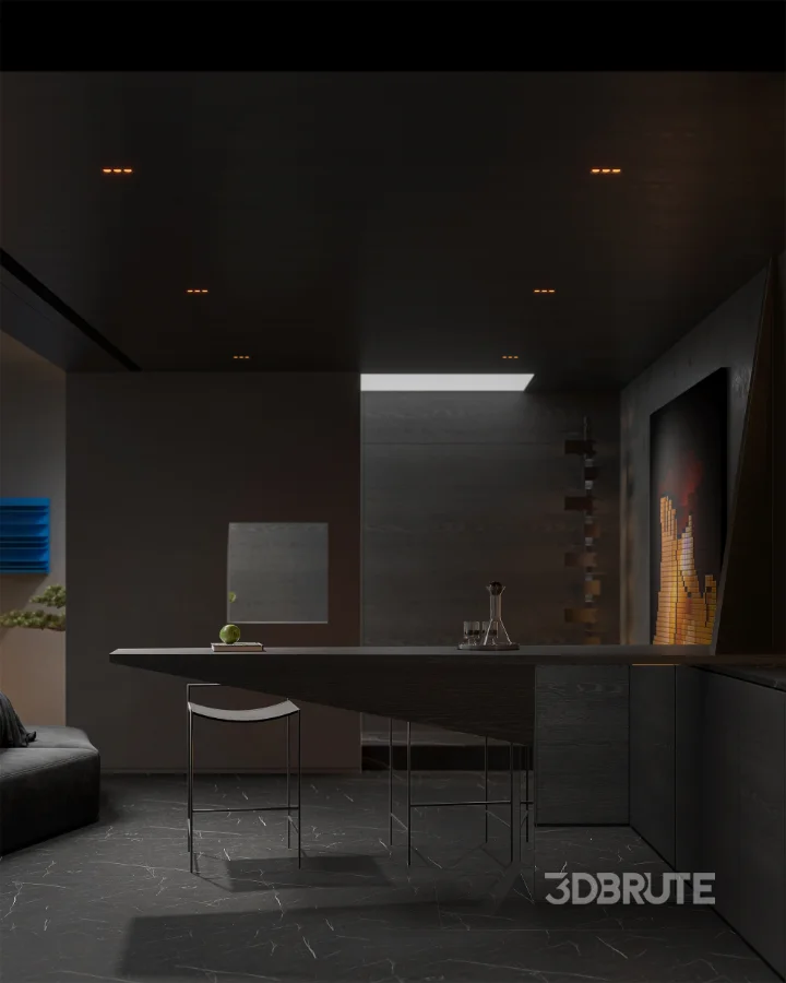 Modern Dark Villa Living Room Image 11