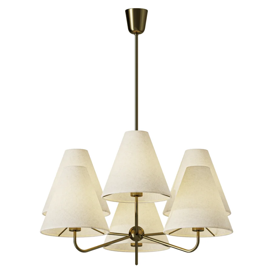 MDRN Austrian Brass Parchment Chandelier 1950s Image 1
