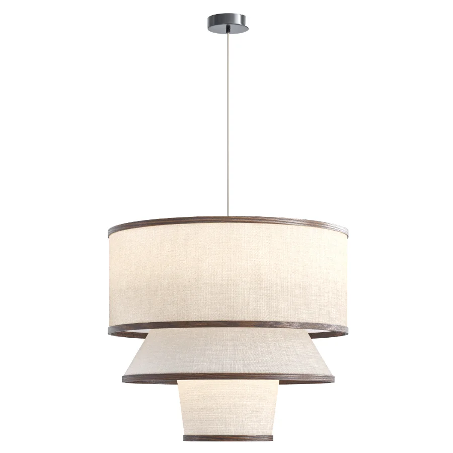 Bruna Walnut Wood and Linen Pendant Light Image 5