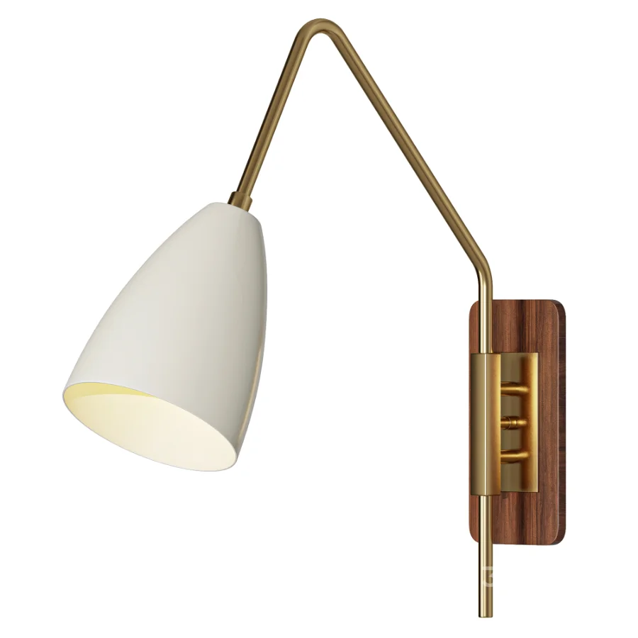 Elska Wall Lamp Walnut Brass Enamel Image 2