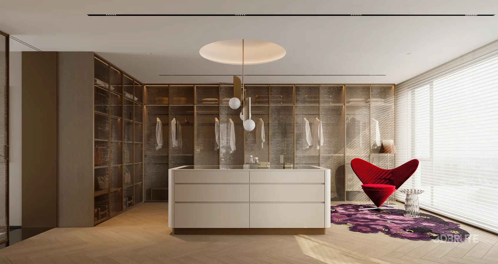 Modern master bedroom dressing room and work room Image 3