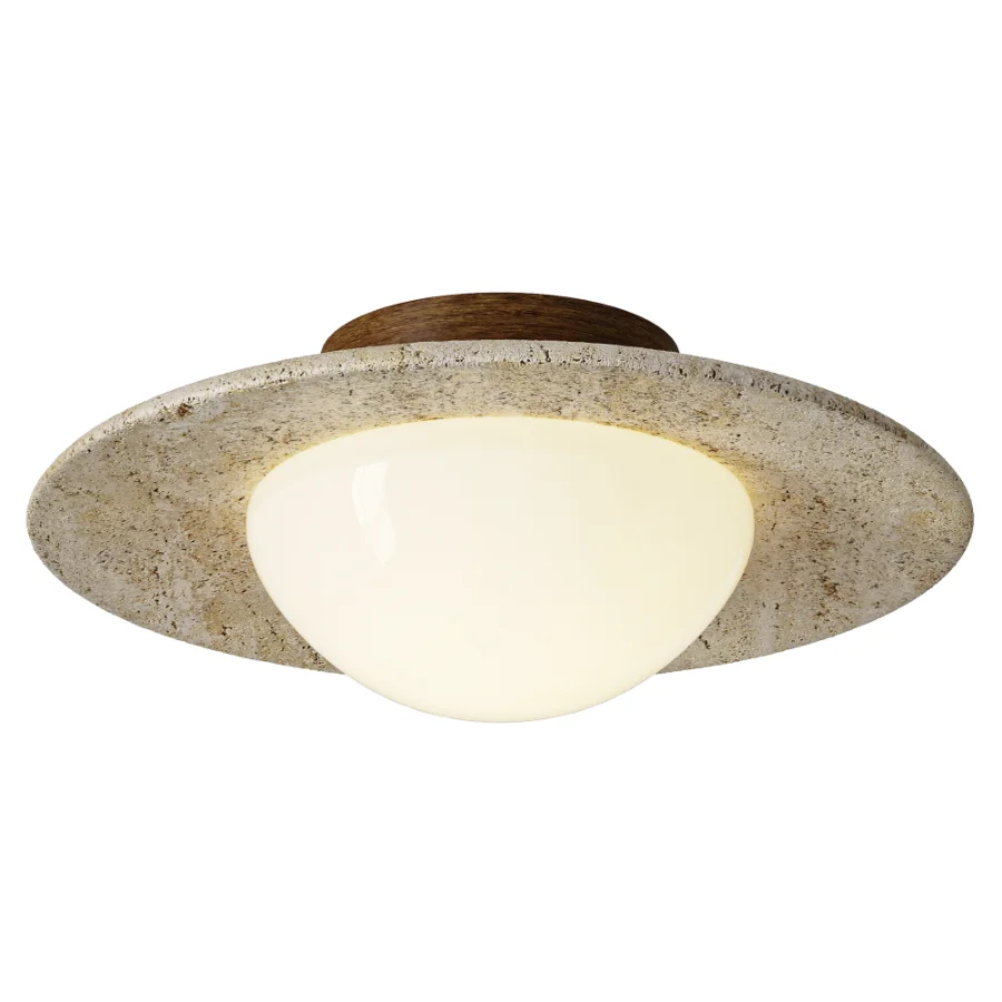 Roamandic Nordic Round Travertine Ceiling Light Image 1