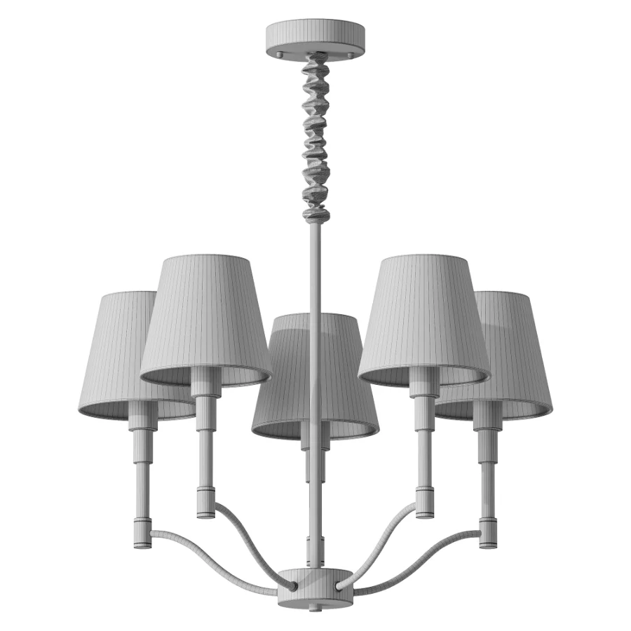 Meridian Mid Century Brass Chandelier 5 heads Image 2