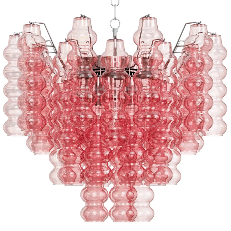 Murano Chandelier Curva Rosa 36 Tubes Image 2