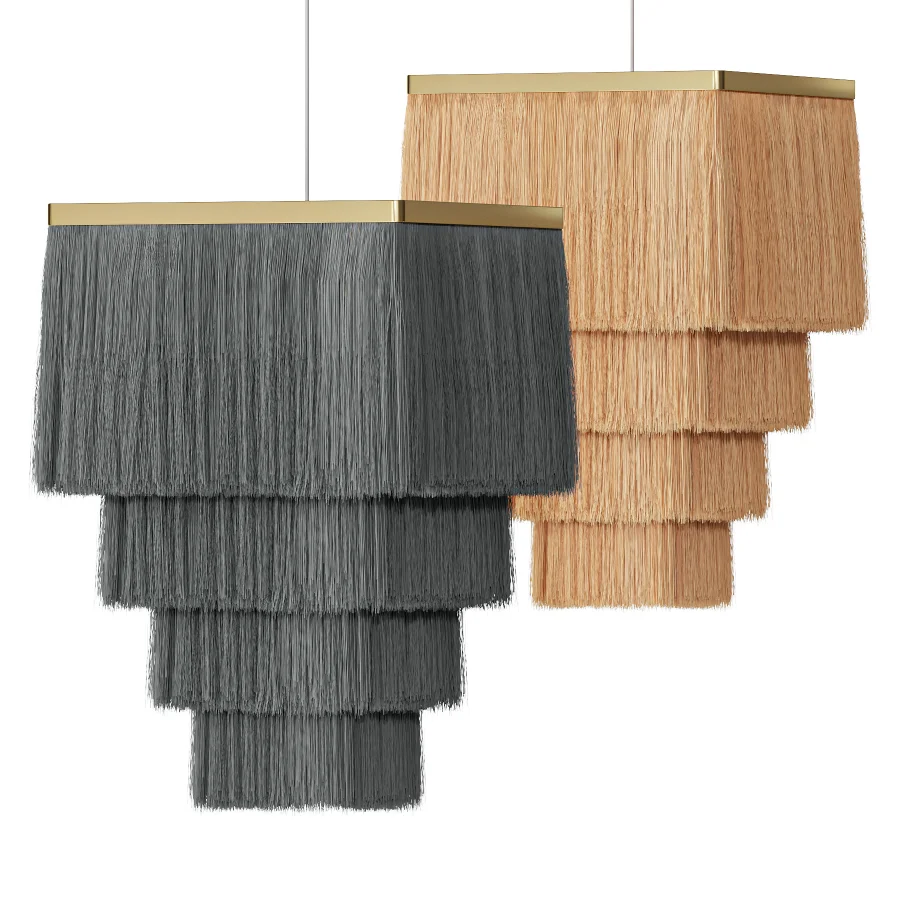 Square Fringed Pendant Lampshade Image 1