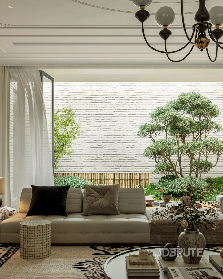 Luxury villa living room and work room Image 8