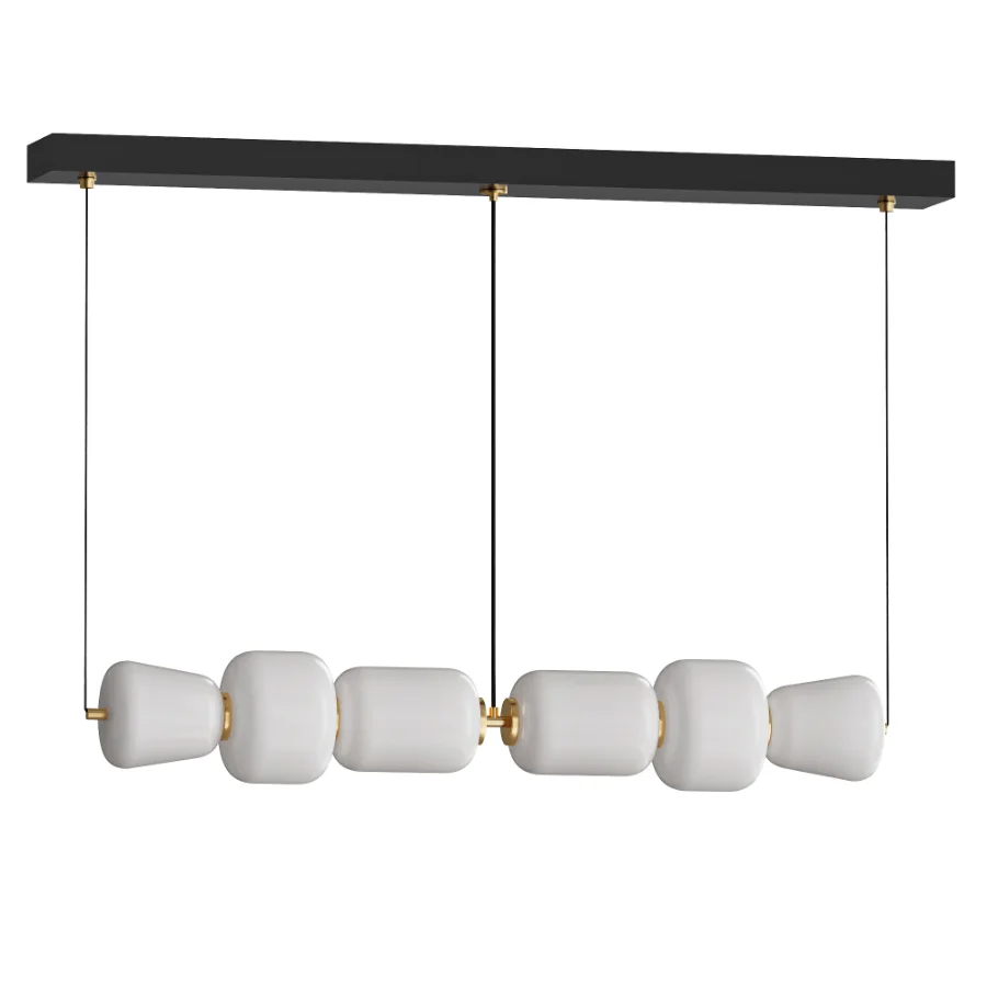 Linkori Marsh Serenity Opal Glass Linear Chandelier Image 1