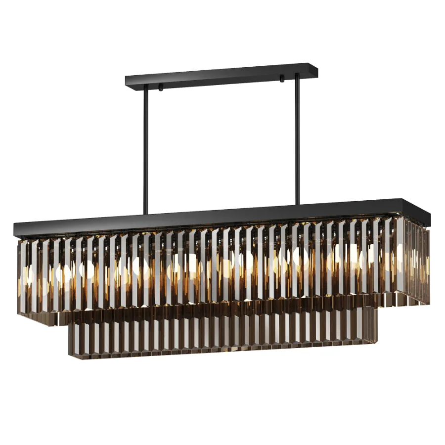 Crystal LED Rectangular Chandelier Image 1