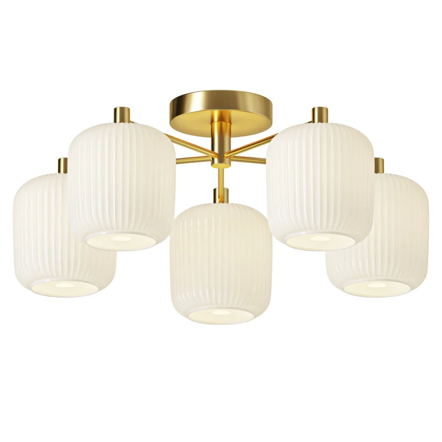 Next Ryker Brass 5 Light Flush Ceiling Light Image 1