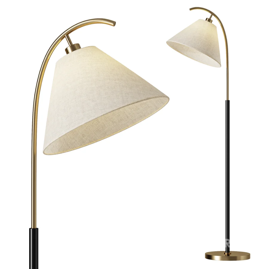 Birch Lane Arlean Brass Black Floor Task Lamp Image 1
