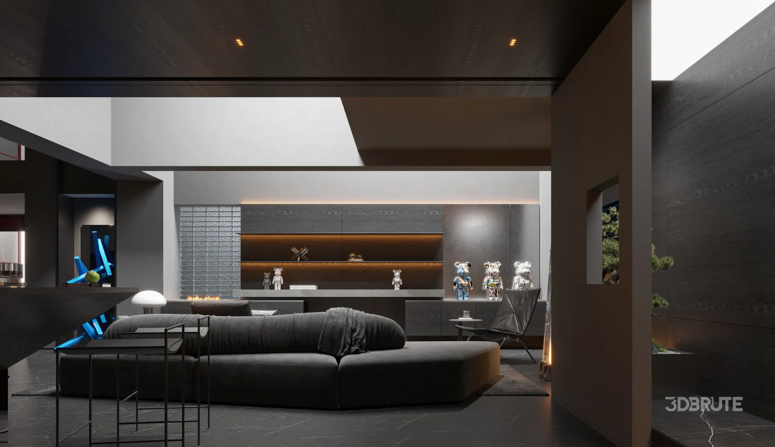 Modern Dark Villa Living Room Image 6