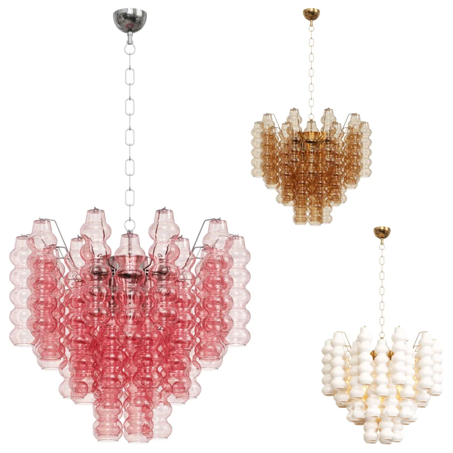 Murano Chandelier Curva Rosa 36 Tubes Image 1