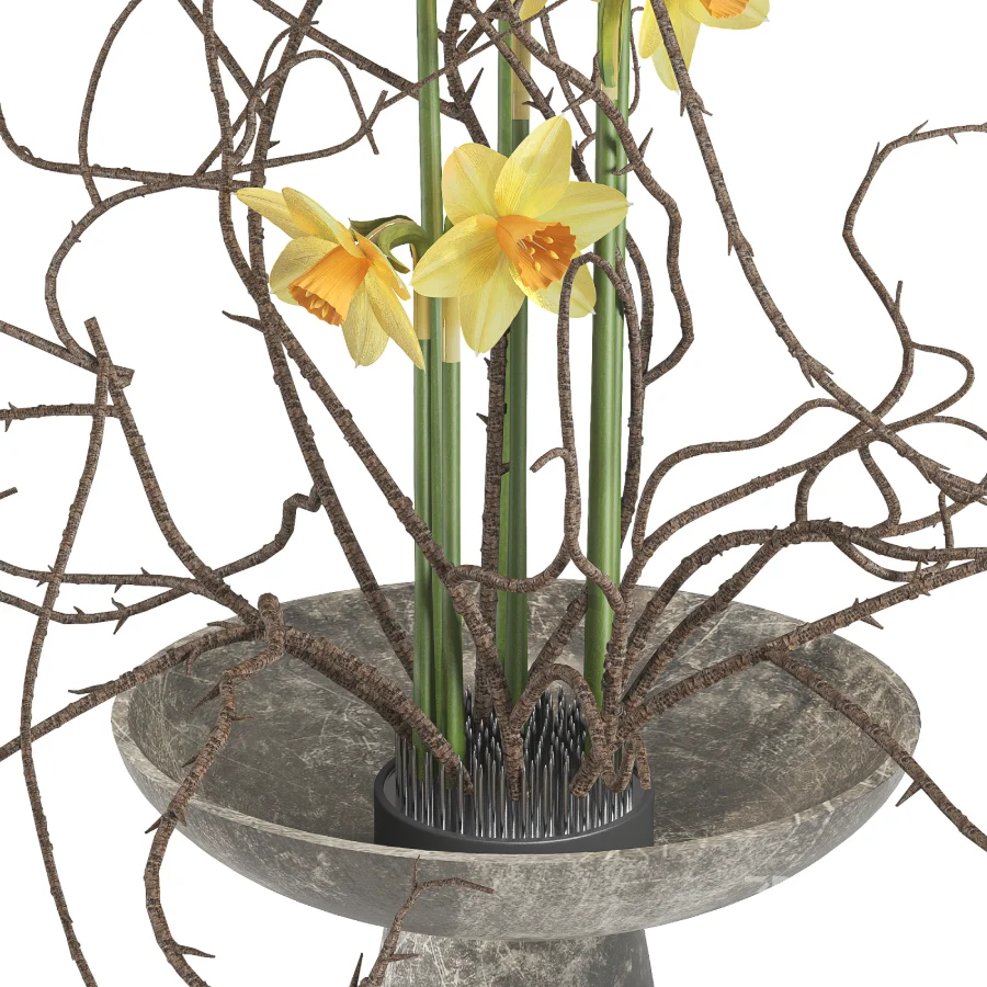 Daffodils Dry Twisted Branch Bouquet Image 3