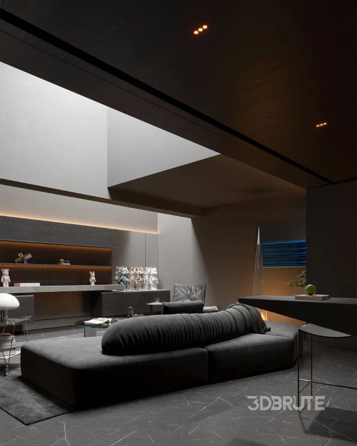 Modern Dark Villa Living Room Image 24