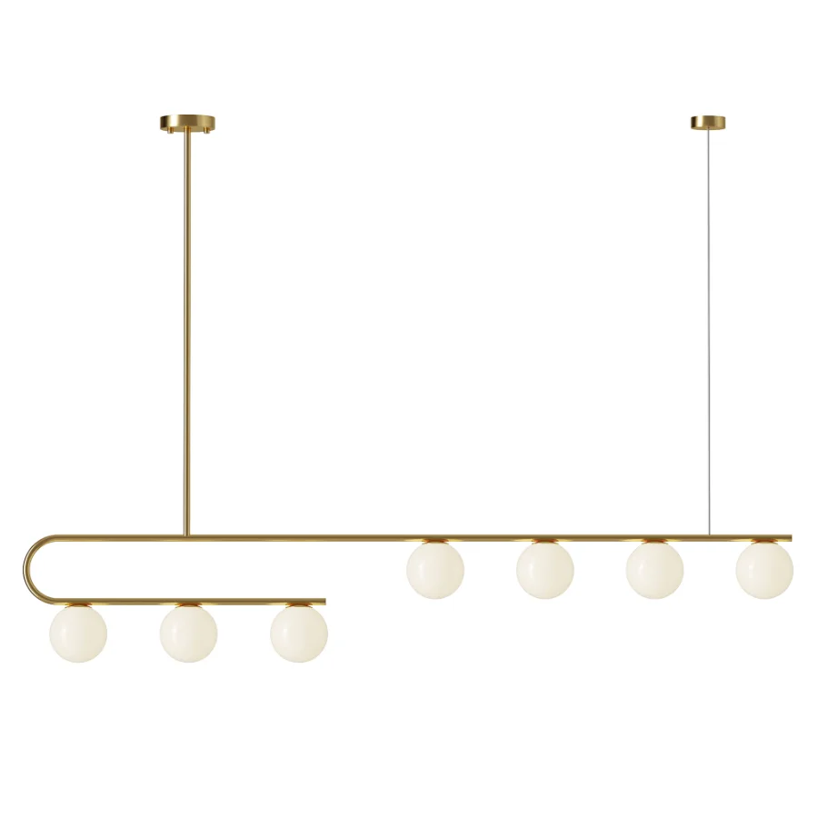 Postmodern Gold Linear Island Pendant Light 7 heads Image 1