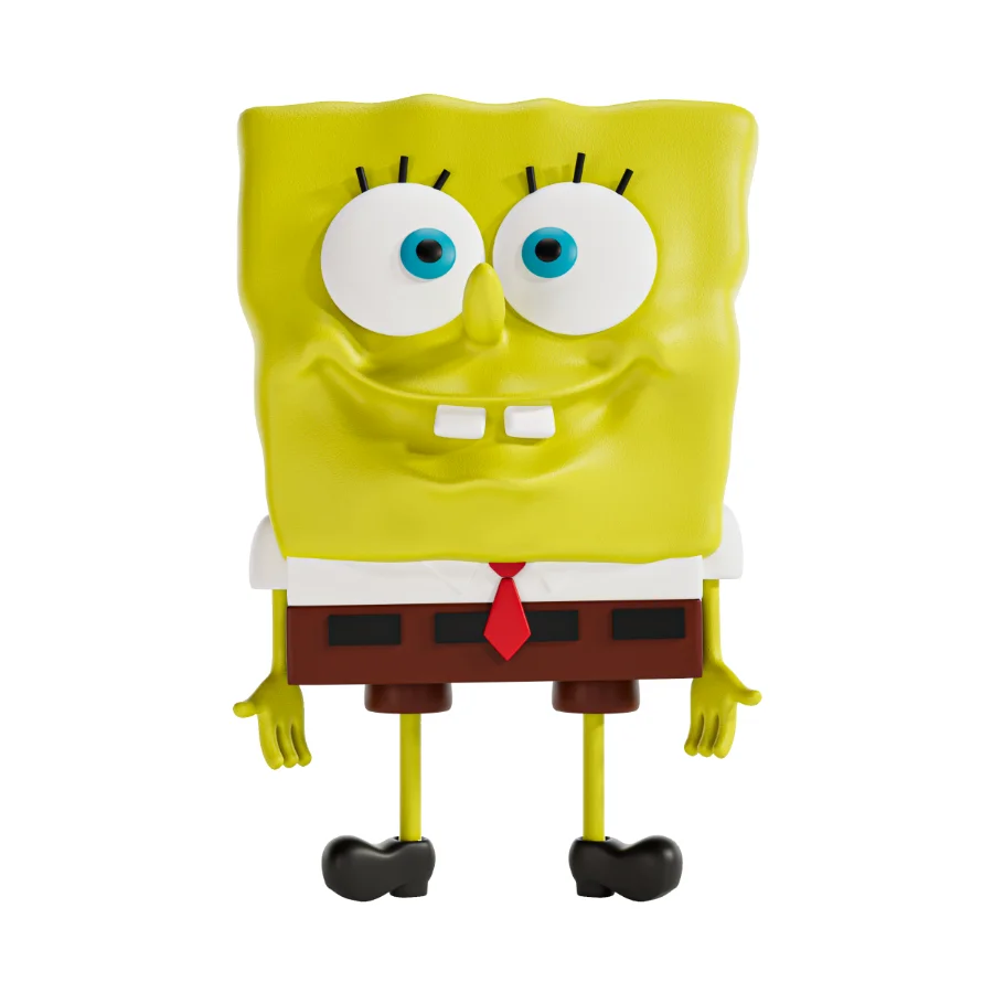 Stylized Yellow Square Cartoon Character Game Ready 3D Model Image 2