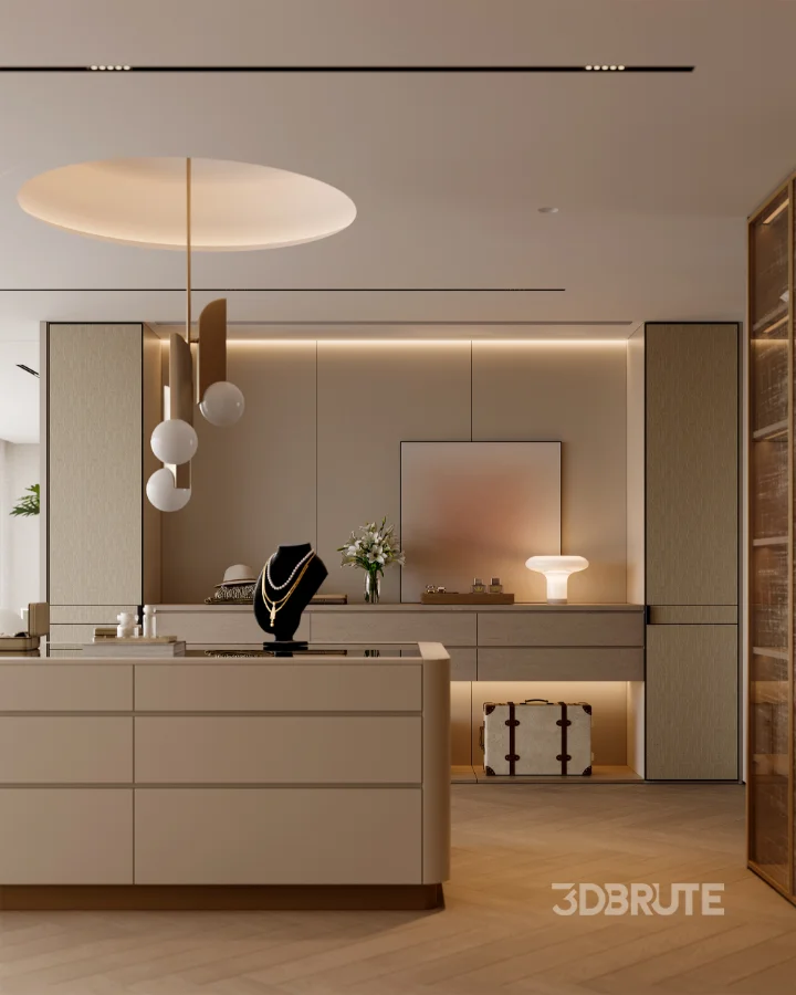 Modern master bedroom dressing room and work room Image 6