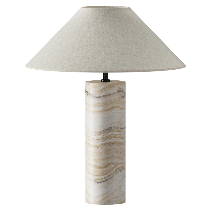 Barola White Onyx Brass Cylinder Table Lamp Image 2