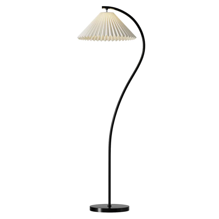Modern Pleated Fabric Floor Lamp 1 Light Image 2