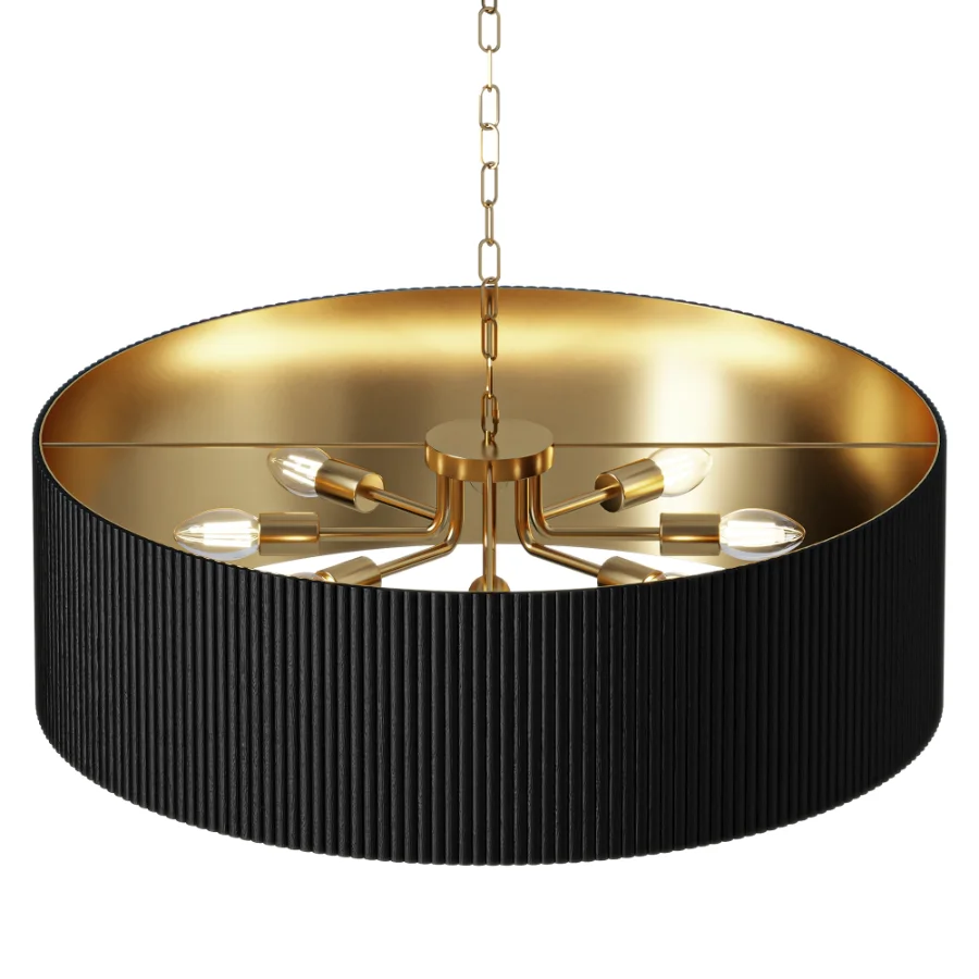 Capital Donovan Black Wood Drum Chandelier Image 3