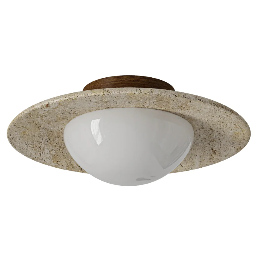 Roamandic Nordic Round Travertine Ceiling Light Image 2
