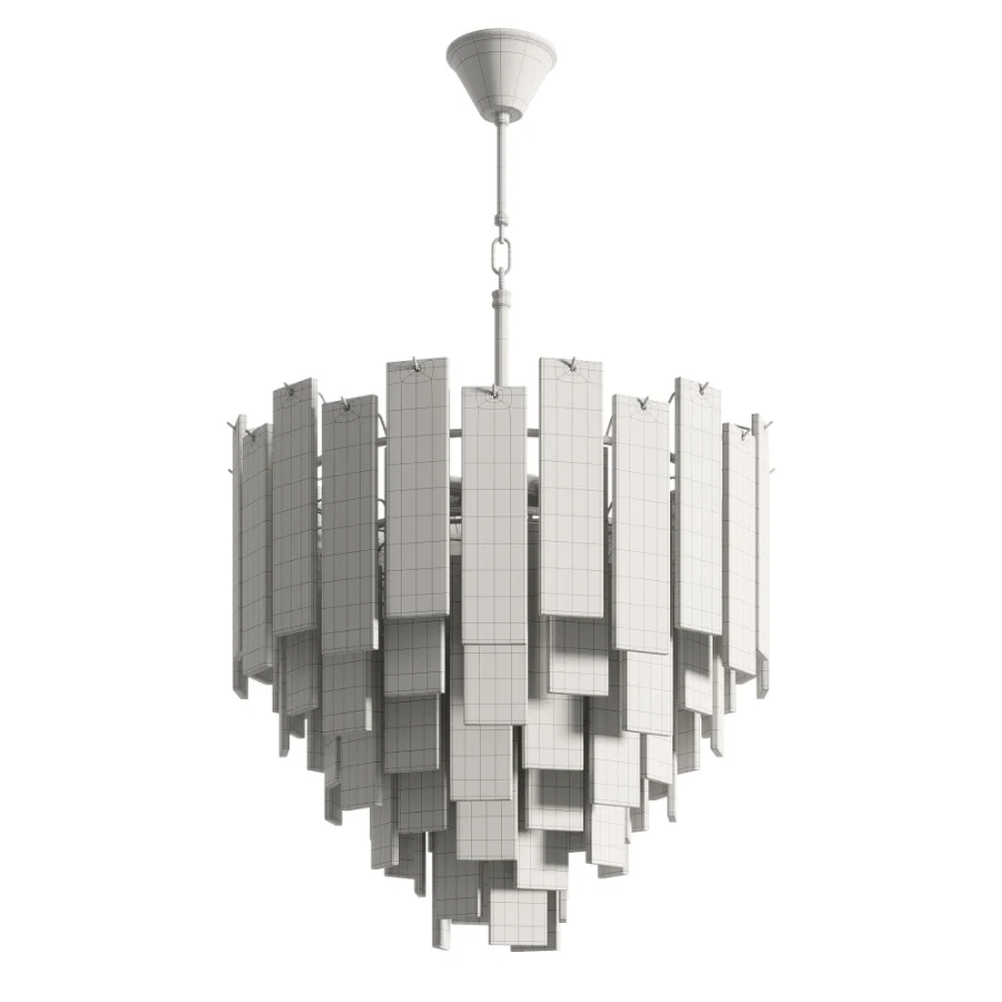 Ceiling chandelier Ice corrugated glass brass Image 2