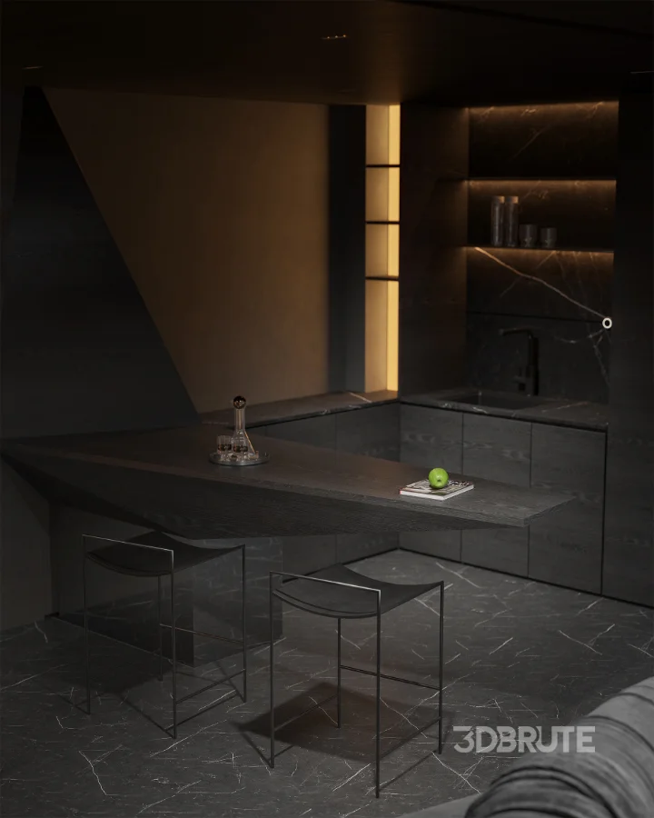 Modern Dark Villa Living Room Image 23